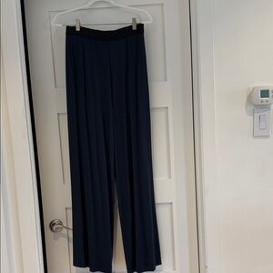 Marie Saint Pierre Elegant Neptune Blue with Black waistband  flowy Pants
